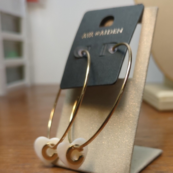 Initial C Heart Earrings Ava & Aiden Gold Tone NWT - Picture 2 of 5